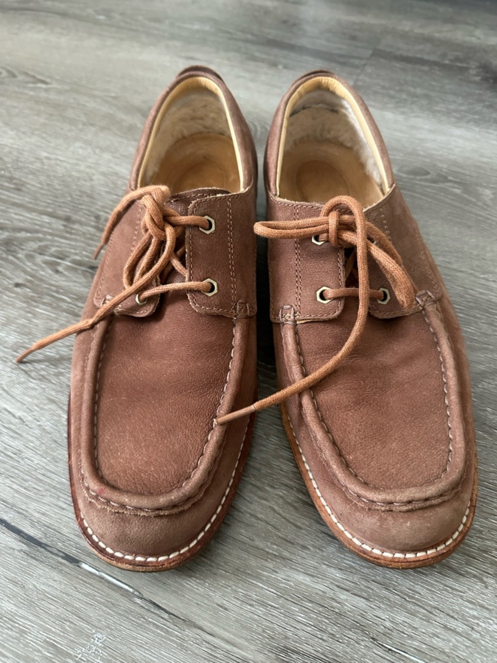UGG Men's Brown Suede Moc Toe Boat Shoes - Picture 8 of 10